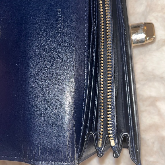 Coach Envelope Long Leather Navy Blue Wallet - Picture 4 of 9